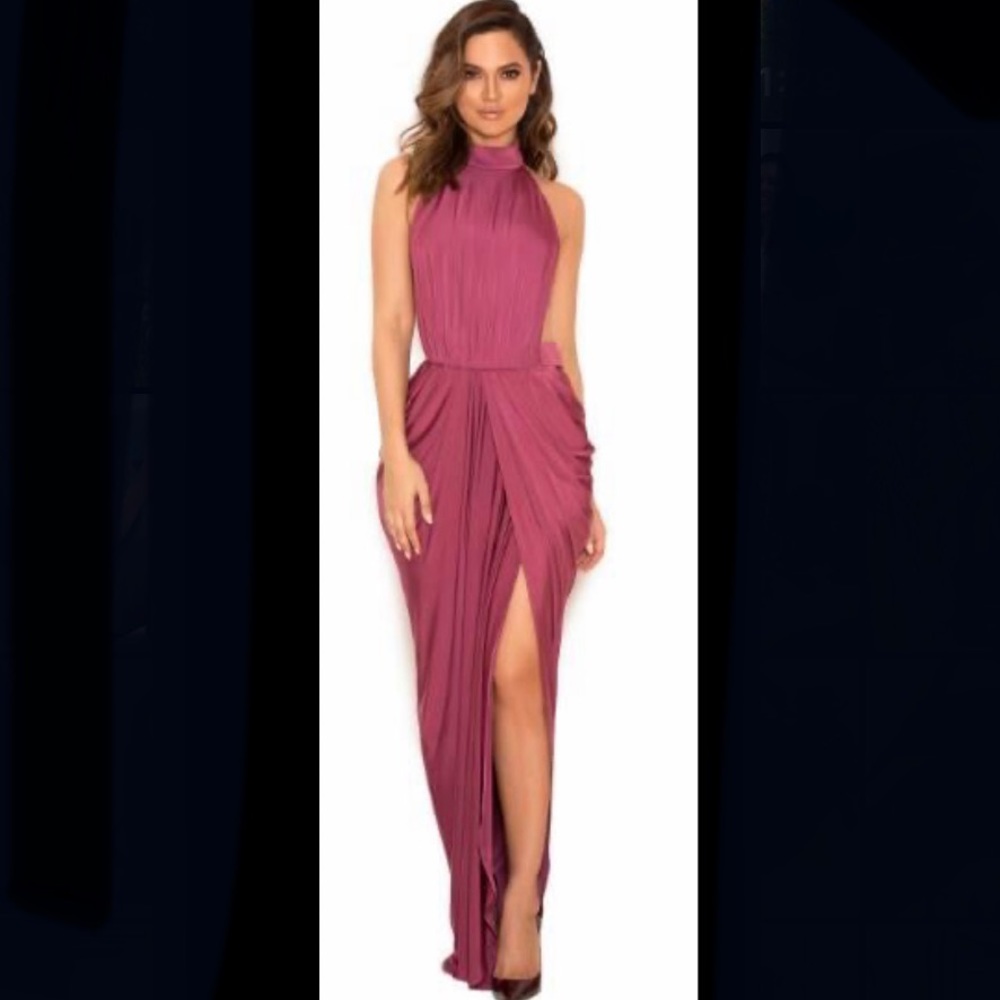 House of CB Maxi Dress, Draped, Silky, Size Small